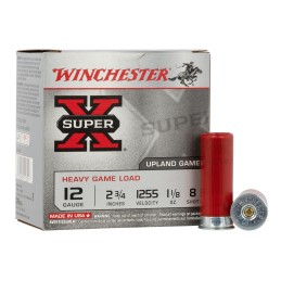 Winchester Ammo XU12H8 Super X Heavy Game Load 12Gauge 2.75 1 18oz 8Shot 25 Per Box10 Case