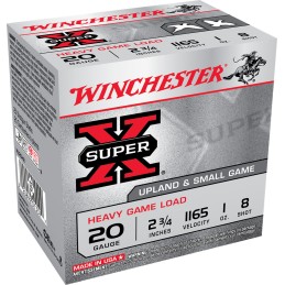 Winchester Ammo XU20H8 Super X Heavy Game Load 20Gauge 2.75 1oz 8Shot 25 Per Box10 Case