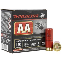 Winchester Ammo AASC12507 AA Super Sport Sporting Clay 12Gauge 2.75 1oz 7.5Shot 25 Per Box10 Case