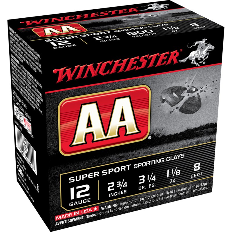 Winchester Ammo AASC128VP AA Sporting Clay 12Gauge 2.75 1 18oz 8Shot 100 Bx2 Case Value Pack