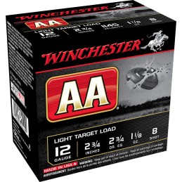 Winchester Ammo AA128VP AA Light Target 12Gauge 2.75 1 18oz 8Shot 100 Bx2 Case Value Pack