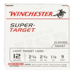 Winchester Ammo TRGT129 SuperTarget Light Target 12Gauge 2.75 1 18oz 9Shot 25 Per Box10 Case