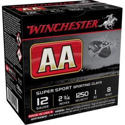 Winchester Ammo AASC12508 AA Sporting Clay 12Gauge 2.75 1oz 8Shot 25 Per Box10 Case