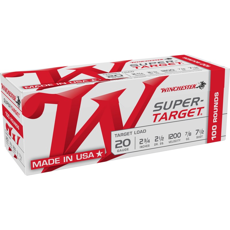 Winchester Ammo TRGT207VP SuperTarget  20Gauge 2.75 78oz 7.5Shot 100 Per Box10 Case