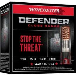 Winchester Ammo S122PD25 Defender  12Gauge 2.75 1 18oz 2Shot 25 Bx10 Case