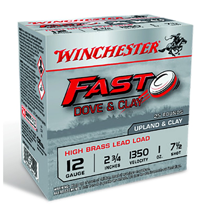 Winchester Ammo WFD127B Fast Dove  Clay High Brass 12Gauge 2.75 1oz 7.5Shot 25 Per Box10 Case