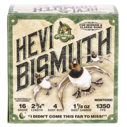 HEVIShot HS16704 HEVIBismuth  16Gauge 2.75 1 18oz Bismuth 4Shot 25 Per Box10 Case