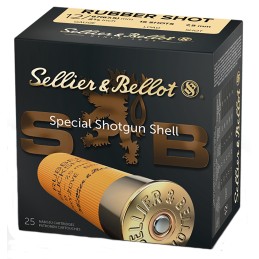 Sellier  Bellot SB12RSA Shotgun  12Gauge 2.75 2 1116oz 15 Rubber Pellets Shot 25 Per Box10 Case