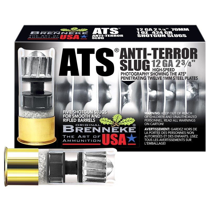 Brenneke SL122ATS ATS Home Defense 12Gauge 2.75 1oz Slug Shot 5 Per Box50 Case