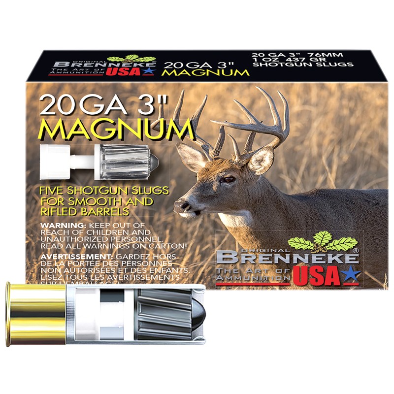 Brenneke SL203M Magnum  20Gauge 3 1oz Slug Shot 5 Per Box50 Case