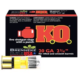 Brenneke SL202KO K.O.  20Gauge 2.75 34oz Slug Shot 5 Per Box50 Case