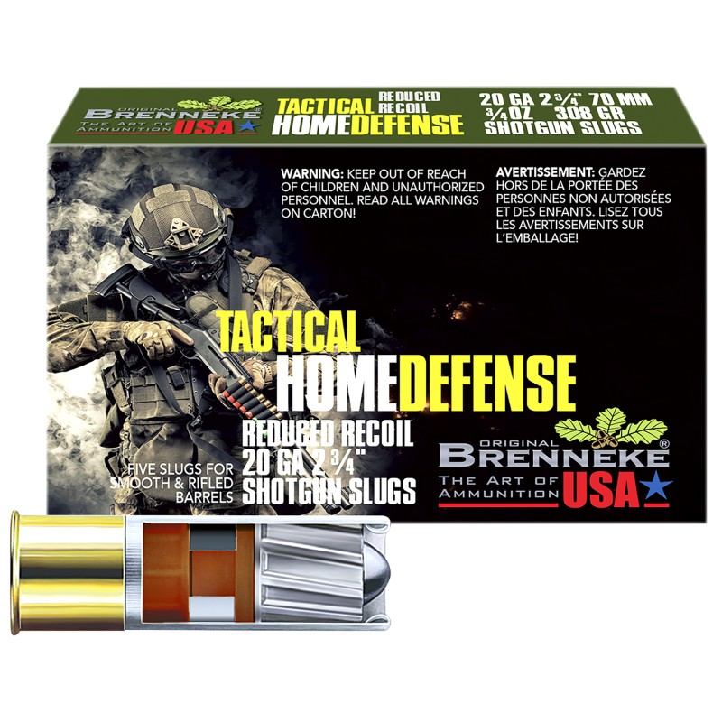 Brenneke SL202THD THD Home Defense 20Gauge 2.75 34oz Slug Shot 5 Per Box50 Case