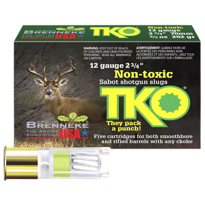 Brenneke SL122TKO TKO  12Gauge 2.75 23oz Slug Shot 5 Per Box50 Case