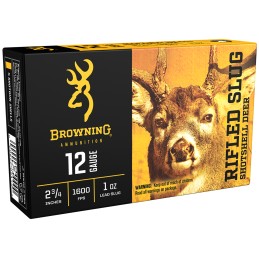 Browning Ammo B193121221 Rifled Slug Shotshell Deer 12Gauge 2.75 1oz Rifled Slug Shot 5 Per Box20 Case