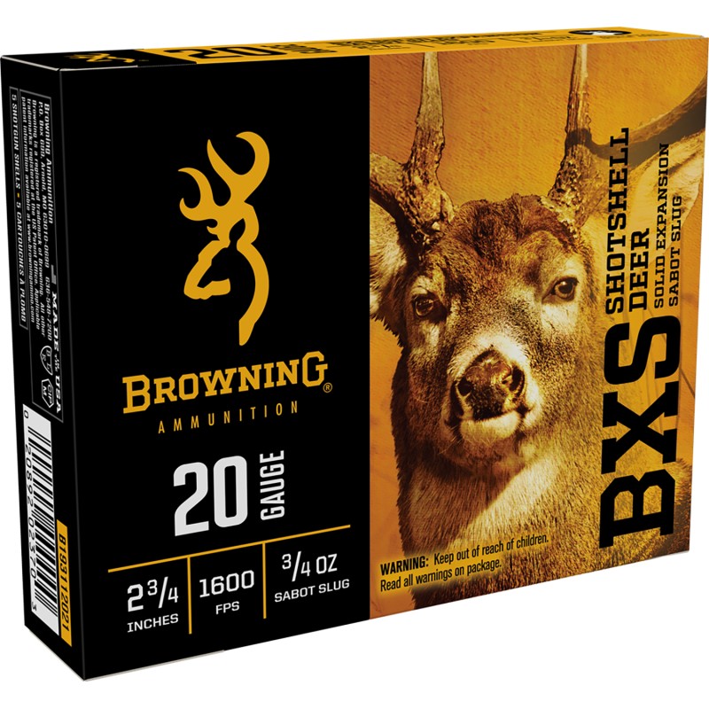 Browning Ammo B193112021 BXS  20Gauge 2.75 34oz Sabot Slug Shot 5 Per Box20 Case