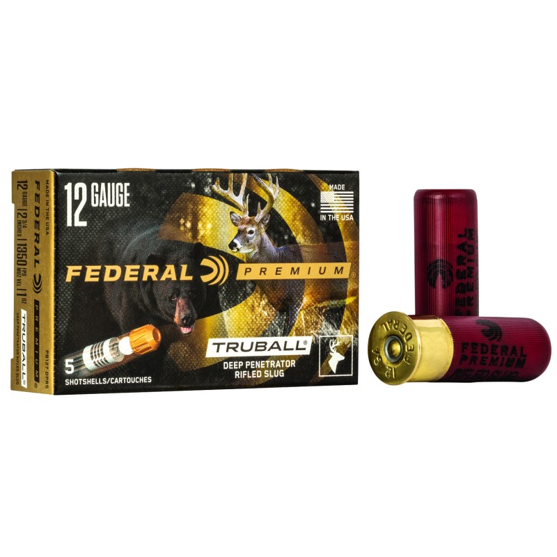 Federal PB127DPRS Premium VitalShok TruBall Deep Penetrator 12Gauge 2.75 1oz RifledSlug Shot 5 Per Box50 Case