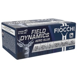 Fiocchi 12LESLUG Field Dynamics Aero 12Gauge 2.75 78oz RifledSlug Shot 10 Per Box25 Case