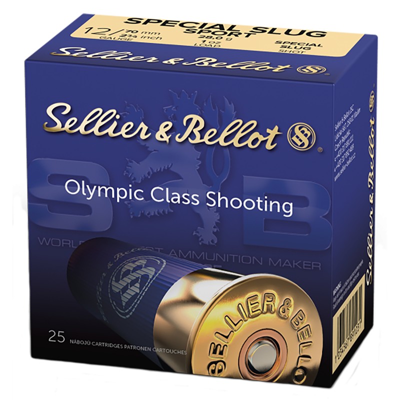 Sellier  Bellot SB12SLUG Shotgun  12Gauge 2.75 1oz Rifled Slug Shot 25 Per Box10 Case