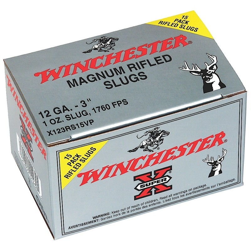 Winchester Ammo X123RS15VP Super X  12Gauge 3 1oz Rifled Slug Shot 15 Per Box10 Case