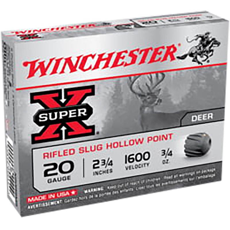 Winchester Ammo X20RSM5VP Super X  20Gauge 2.75 34oz Rifled Slug Shot 15 Per Box10 Case