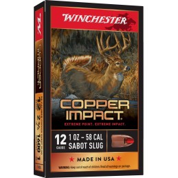 Winchester Ammo X12CLF Copper Impact  12Gauge 2.75 1oz Sabot Slug Shot 5 Per Box20 Case