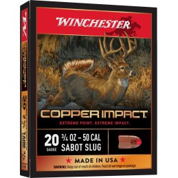 Winchester Ammo X20CLF Copper Impact  20Gauge 2.75 34oz Sabot Slug Shot 5 Per Box20 Case