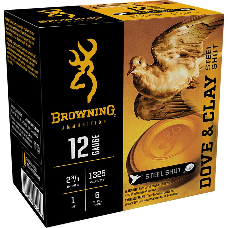 Browning Ammo B193831226 Dove  Clay  12Gauge 2.75 1oz 6Shot 25 Per Box10 Case