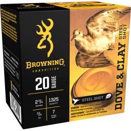 Browning Ammo B193832027 Dove  Clay  20Gauge 2.75 34oz 7Shot 25 Per Box10 Case