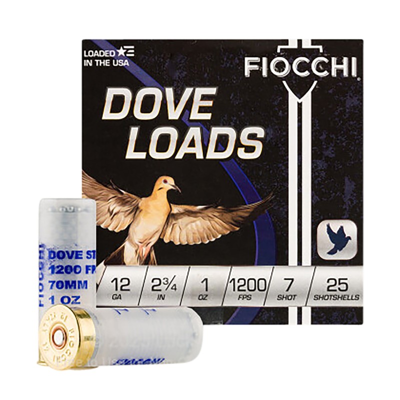 Fiocchi 12DLS17 Dove  Quail  12Gauge 2.75 1oz 7Shot 25 Per Box10 Case