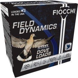 Fiocchi 20DLS7 Field Dynamics Dove  Quail 20Gauge 2.75 78oz 7Shot 25 Per Box10 Case