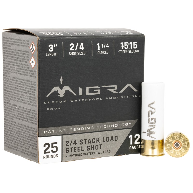 Migra Ammunitions M12S24 Staxd  12Gauge 3 1 14oz 24Shot 25 Per Box10 Case