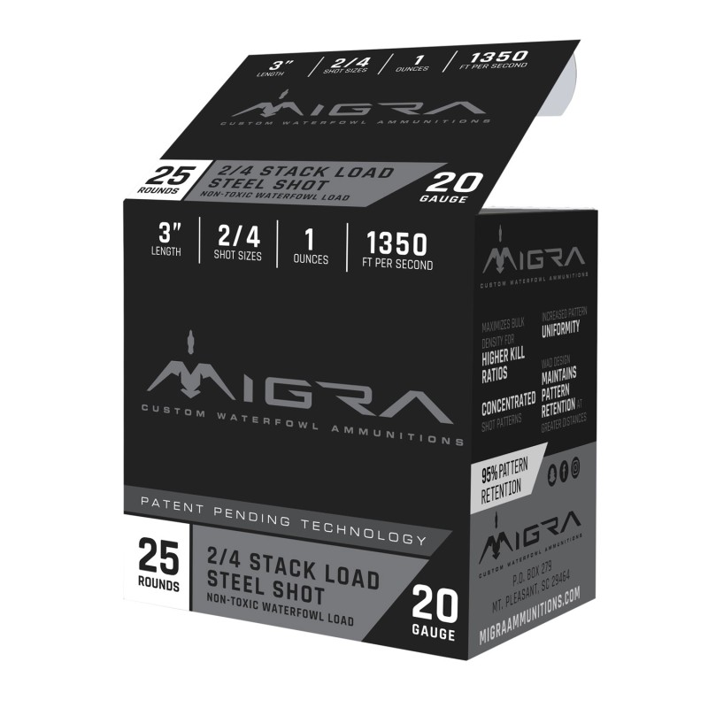 Migra Ammunitions M20S24 Combinational  20Gauge 3 1oz 24Shot 25 Per Box10 Case