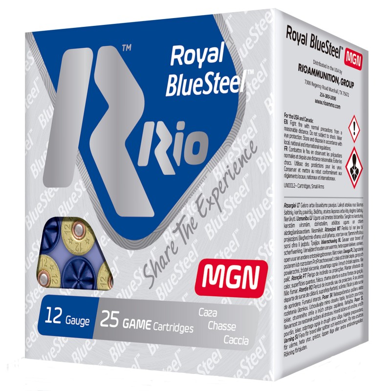 Rio Ammunition RBSM363 Royal BlueSteel Magnum 12Gauge 3 1 14oz 3Shot 25 Per Box10 Case