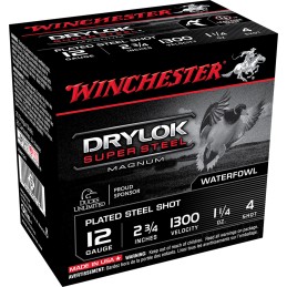 Winchester Ammo XSM124 Drylok Super Steel Magnum 12Gauge 2.75 1 14oz 4Shot 25 Per Box10 Case