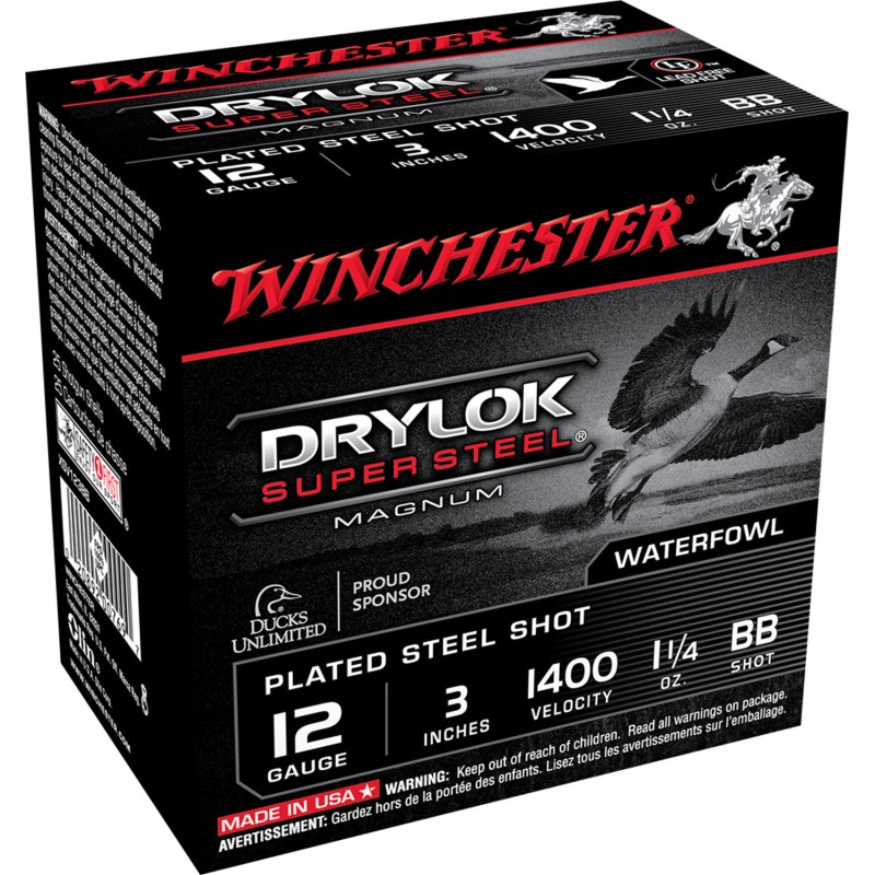 Winchester Ammo XSV123BB Drylok Super Steel Magnum 12Gauge 3 1 14oz BBShot 25 Per Box10 Case