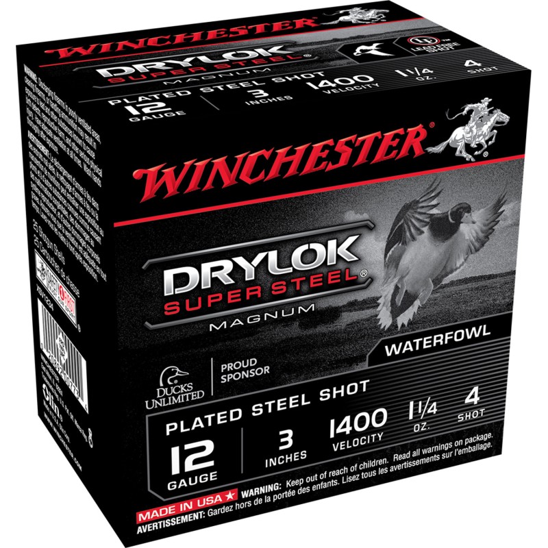 Winchester Ammo XSV1234 Drylok Super Steel Magnum 12Gauge 3 1 14oz 4Shot 25 Per Box10 Case