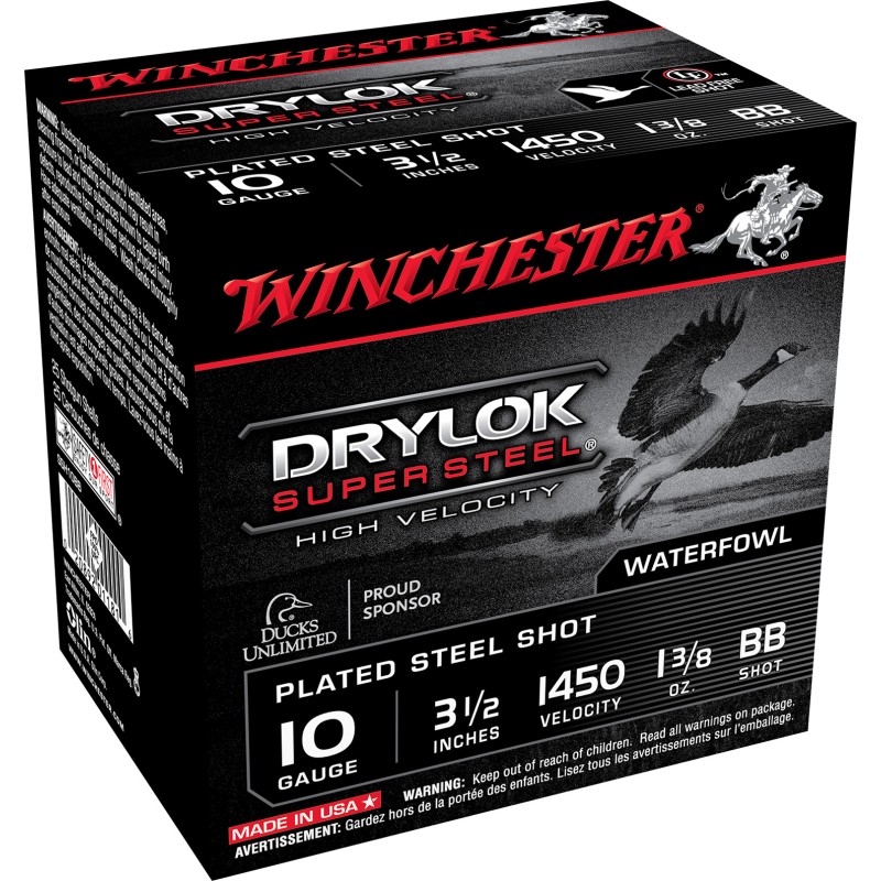 Winchester Ammo SSH10BB Drylok Super Steel High Velocity 10Gauge 3.50 1 38oz BBShot 25 Per Box10 Case