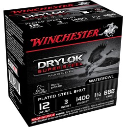 Winchester Ammo XSC123BBB Drylok Super Steel Magnum 12Gauge 3 1 14oz BBBShot 25 Per Box10 Case