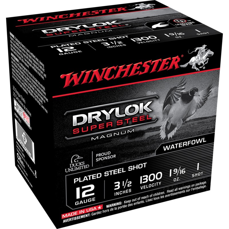 Winchester Ammo XSM12L1 Drylok Super Steel Magnum 12Gauge 3.50 1 916oz 1Shot 25 Per Box10 Case