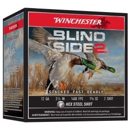 Winchester Ammo XBS12L2 Blind Side 2  12Gauge 3.50 1 58oz 2Shot 25 Per Box10 Case