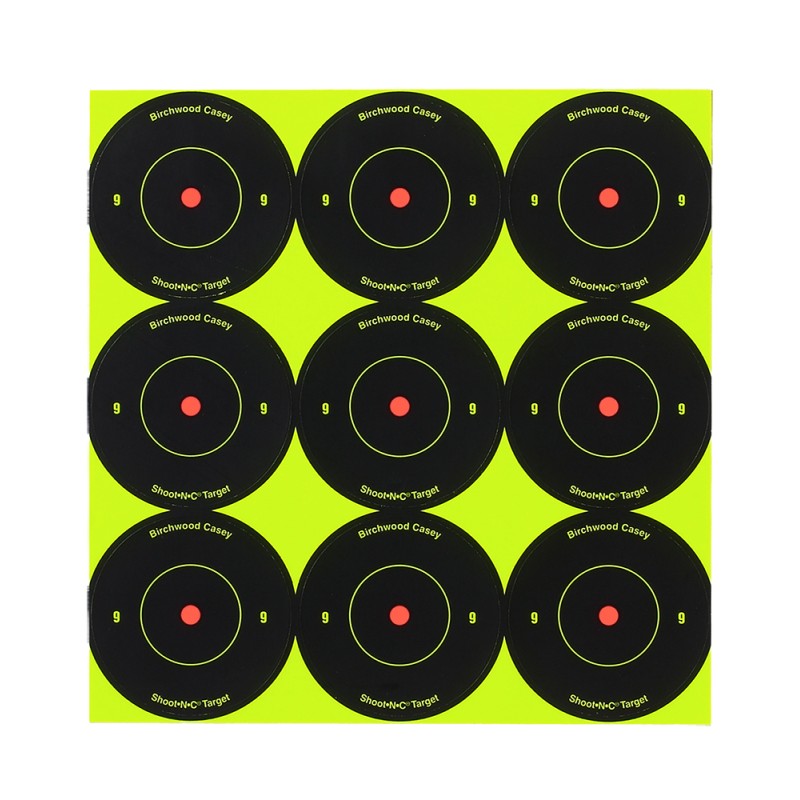 Birchwood Casey 34210 ShootNC Reactive Target SelfAdhesive Paper BlackYellow 2 Bullseye 12 Pack