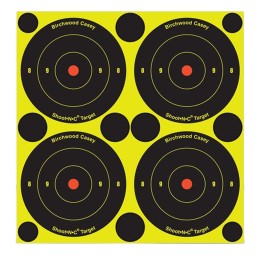 Birchwood Casey 34315 ShootNC Reactive Target SelfAdhesive Paper BlackYellow 3 Bullseye 12 Pack