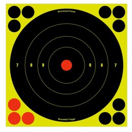 Birchwood Casey 34805 ShootNC Reactive Target SelfAdhesive Paper BlackYellowRed 8 Bullseye 6 Pack