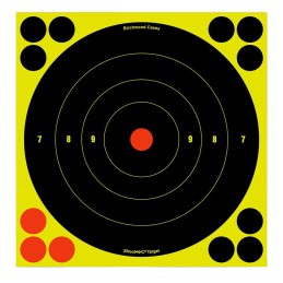 Birchwood Casey 34825 ShootNC Reactive Target SelfAdhesive Paper BlackYellowRed 8 Bullseye 30 Pack