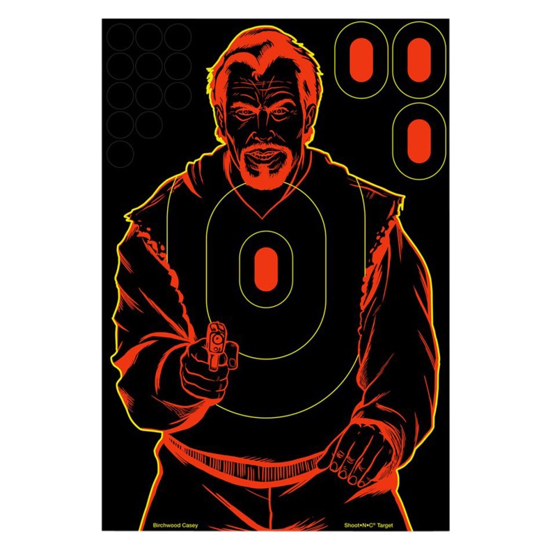 Birchwood Casey 34645 ShootNC Reactive Target SelfAdhesive Paper BlackRed 12x18 Bad Guy Silhouette 5 Pack