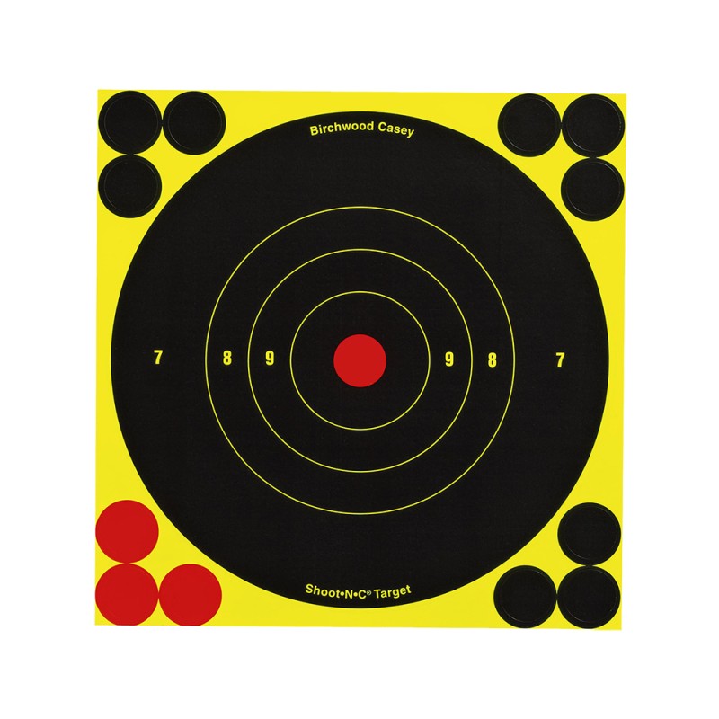 Birchwood Casey 34512 ShootNC Reactive Target SelfAdhesive Paper BlackYellowRed 6 Bullseye 12 Pack