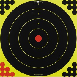 Birchwood Casey 34185 ShootNC Reactive Target SelfAdhesive Paper BlackYellowRed 17.25 Bullseye 5 Pack