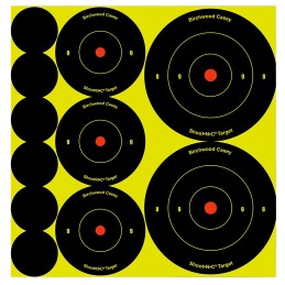 Birchwood Casey 34608 ShootNC Reactive Target Variety Pack SelfAdhesive Paper BlackYellow Bullseye 132 Pack