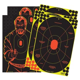 Birchwood Casey 34630 ShootNC Reactive Target Combo Pack SelfAdhesive Paper Multi Color 12x18 Oval SilhouetteBad Guy 5 Pack