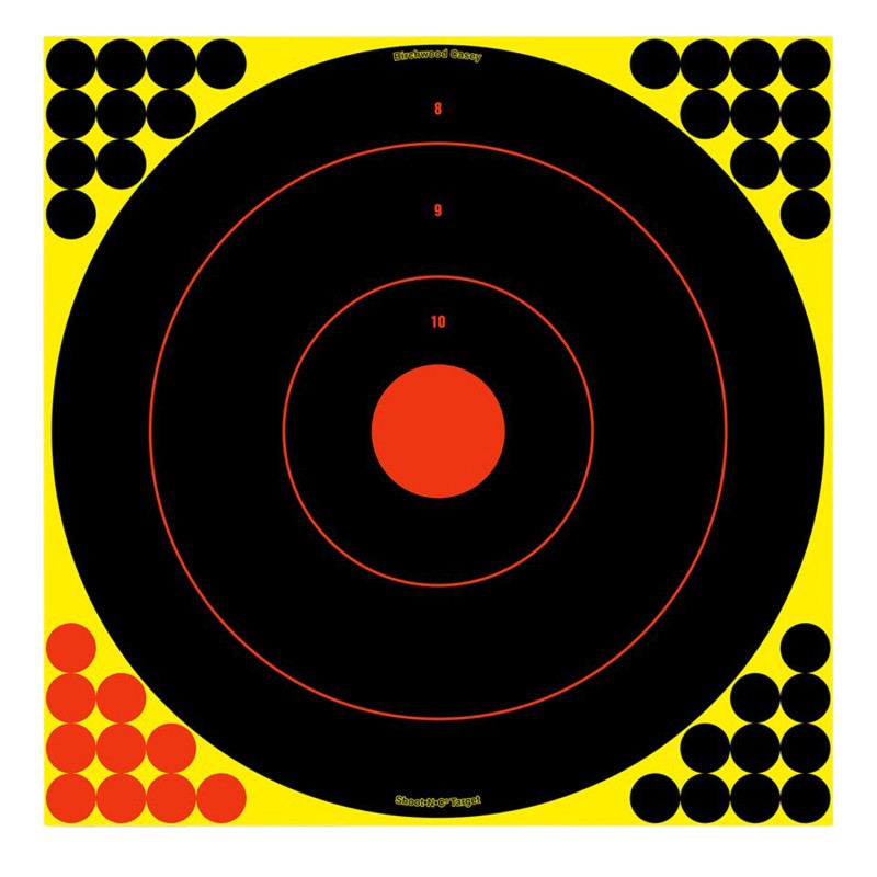 Birchwood Casey 34186 ShootNC Reactive Target SelfAdhesive Paper BlackYellowRed 12 Bullseye 12 Pack